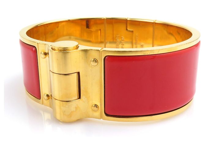 Hermès Pulsera Bangle Charnière Hermes Roja Dorado - vista 4