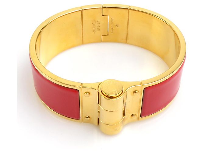 Hermès Pulsera Bangle Charnière Hermes Roja Dorado - vista 6
