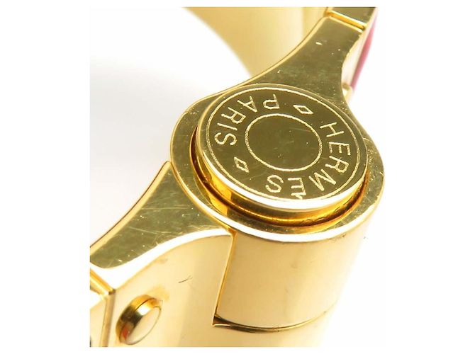 Hermès Pulsera Bangle Charnière Hermes Roja Dorado - vista 8