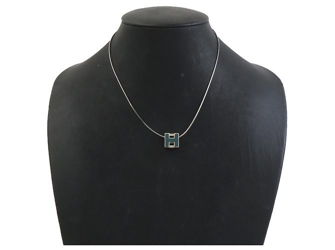 Hermès Collar Hermes H Cube Cage d'H Plata Azul Verde - vista 10