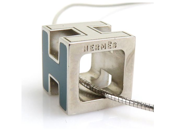 Hermès Collar Hermes H Cube Cage d'H Plata Azul Verde - vista 4