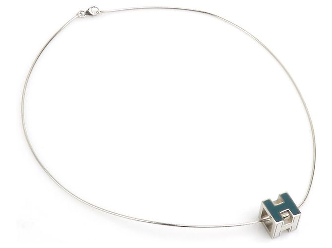 Hermès Collar Hermes H Cube Cage d'H Plata Azul Verde - vista 9