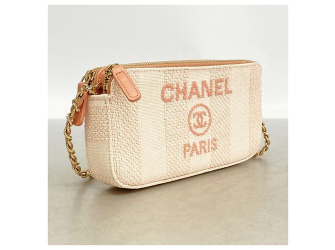 Borsa a tracolla con catena Chanel Deauville Rosa Crudo - vista 2
