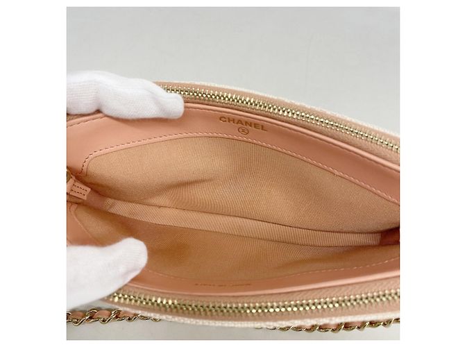 Borsa a tracolla con catena Chanel Deauville Rosa Crudo - vista 8