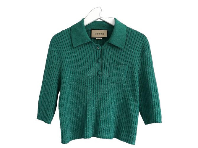 Suéter corto Gucci verde con Lurex - vista 2