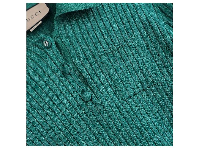 Suéter corto Gucci verde con Lurex - vista 5