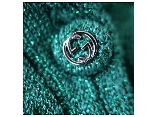 Suéter corto Gucci verde con Lurex - vista 7