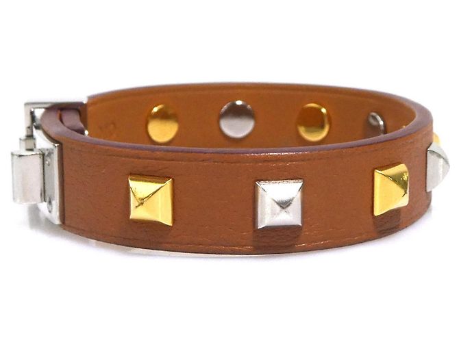 Hermès Bracciale Charm Hermes in pelle e metallo Marrone Argento D'oro - vista 2