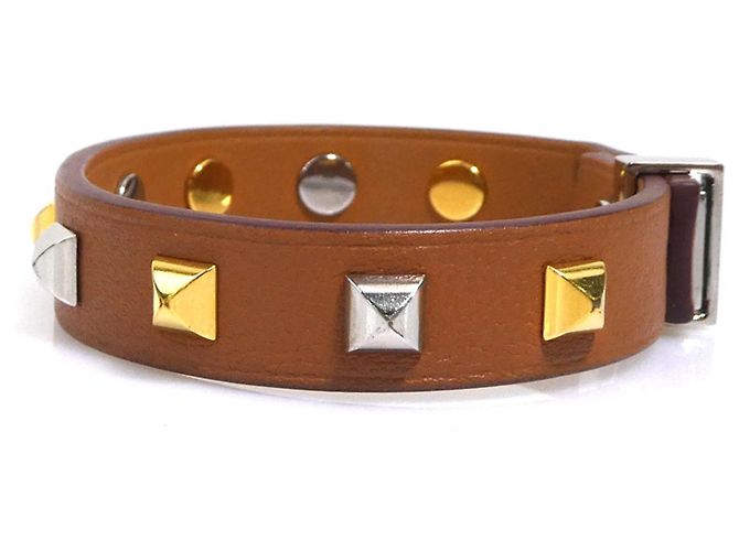 Hermès Bracciale Charm Hermes in pelle e metallo Marrone Argento D'oro - vista 4