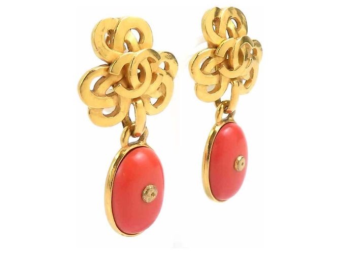 Orecchini a clip Chanel Oro e Arancione D'oro - vista 2