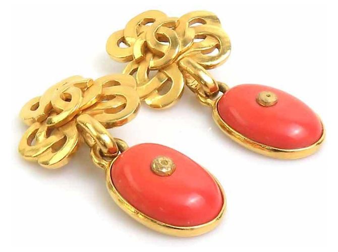 Orecchini a clip Chanel Oro e Arancione D'oro - vista 4