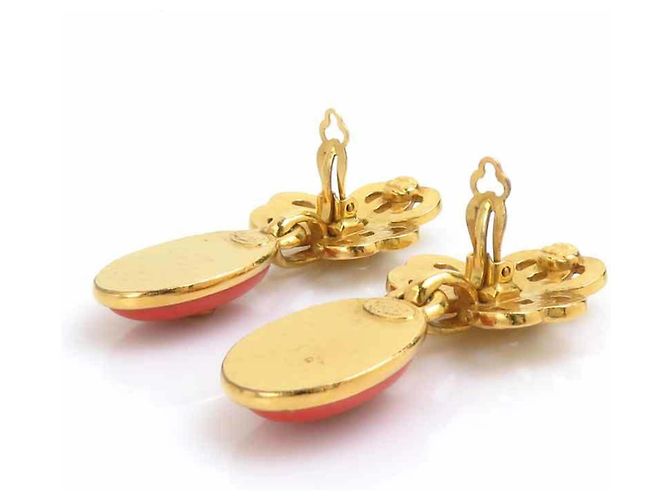 Orecchini a clip Chanel Oro e Arancione D'oro - vista 7