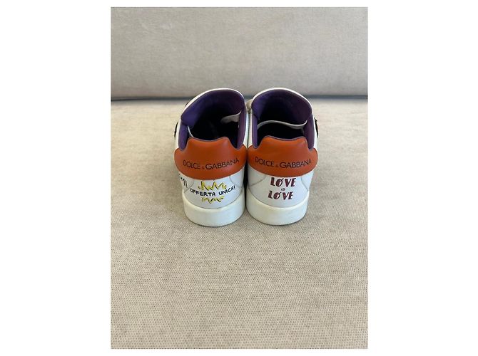 Dolce & Gabbana Portofino Zapatillas Bajas Piel Blanca Graffiti Blanco - vista 7