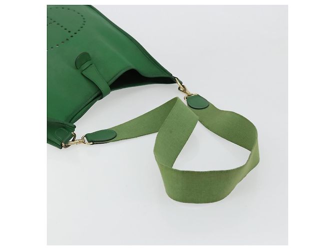 Hermès Borsa Hermes Evelyne Gen III Toile e Pelle GM Verde - vista 7