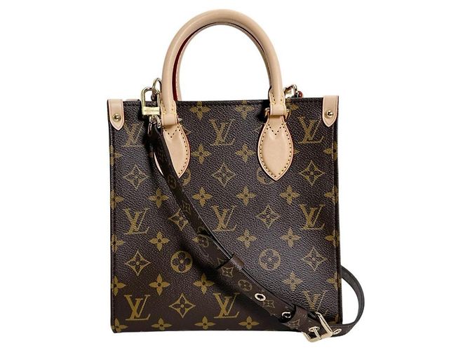 Borsa Louis Vuitton Sac Plat BB Marrone Monogramma - vista 2
