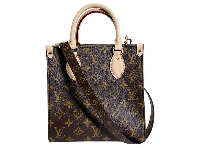 Borsa Louis Vuitton Sac Plat BB Marrone Monogramma - vista 3