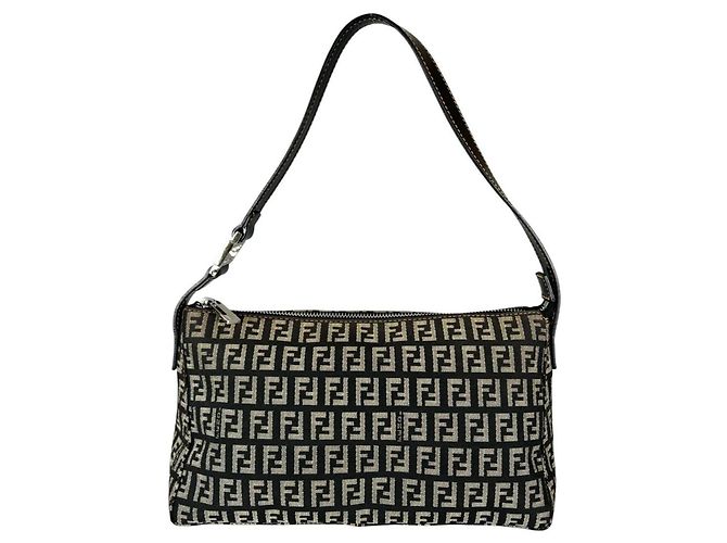 Borsa a Spalla Fendi Zucchino Nylon Marrone - vista 2