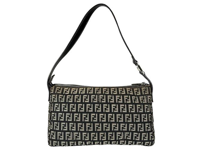 Borsa a Spalla Fendi Zucchino Nylon Marrone - vista 3