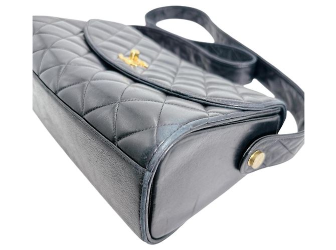 Borsa a tracolla Chanel in agnello nero - vista 6