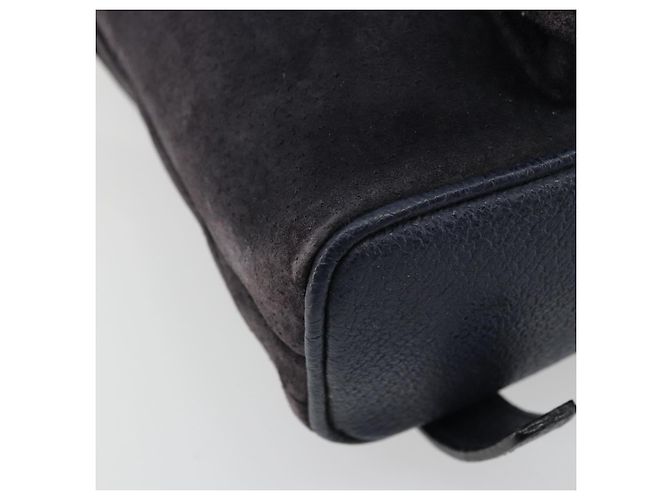 Mochila GUCCI Bamboo Camurça Marinho Ouro 003 2034 0030 Auth BA12560 Dourado Azul marinho - vista 13