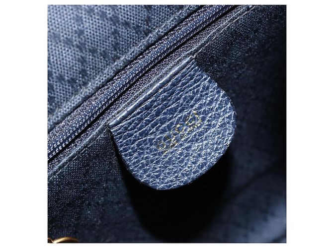 Mochila GUCCI Bamboo Camurça Marinho Ouro 003 2034 0030 Auth BA12560 Dourado Azul marinho - vista 20