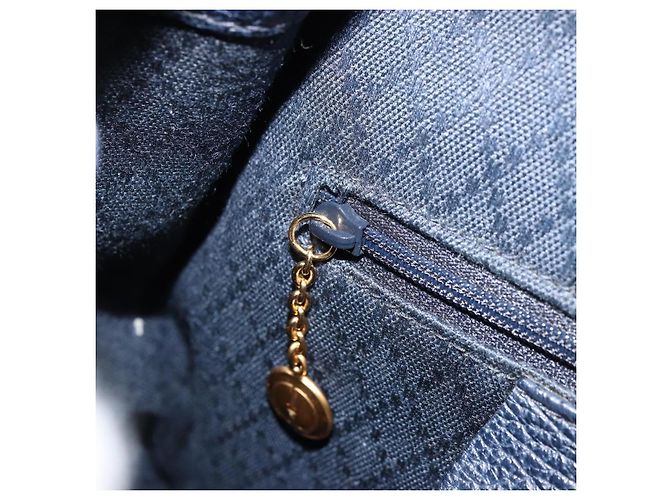 Mochila GUCCI Bamboo Camurça Marinho Ouro 003 2034 0030 Auth BA12560 Dourado Azul marinho - vista 24