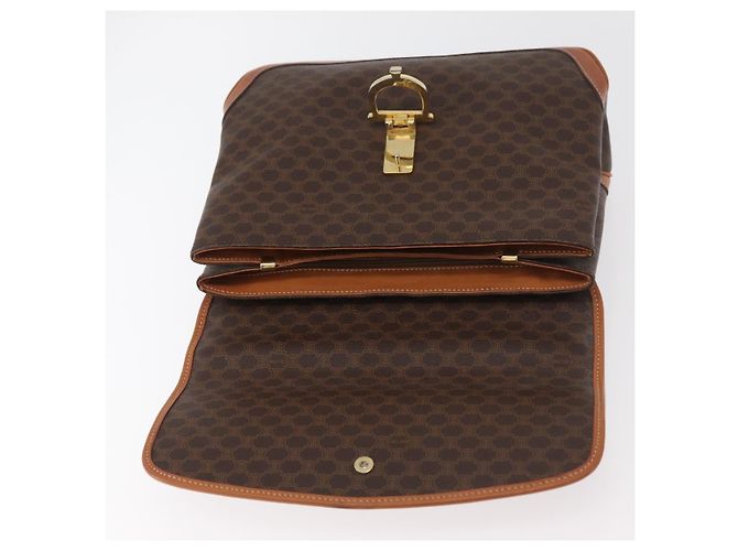 Céline Borsa CELINE Macadam Canvas PVC Pelle Marrone Oro Auth 179420A D'oro - vista 15