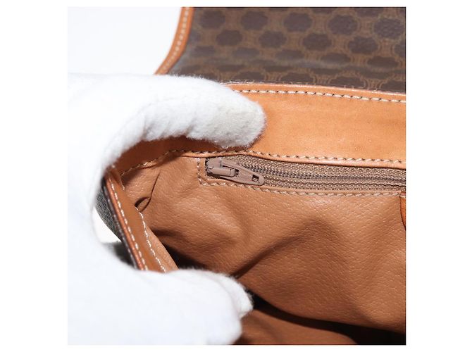 Céline Borsa CELINE Macadam Canvas PVC Pelle Marrone Oro Auth 179420A D'oro - vista 24