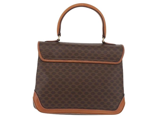 Céline Borsa CELINE Macadam Canvas PVC Pelle Marrone Oro Auth 179420A D'oro - vista 3