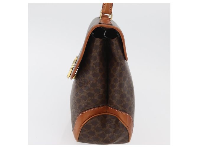 Céline Borsa CELINE Macadam Canvas PVC Pelle Marrone Oro Auth 179420A D'oro - vista 4