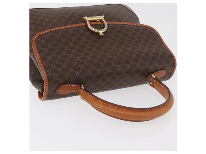 Céline Borsa CELINE Macadam Canvas PVC Pelle Marrone Oro Auth 179420A D'oro - vista 6