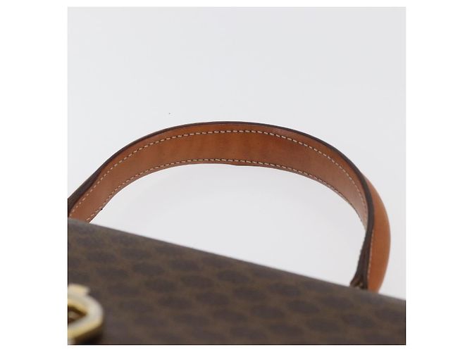 Céline Borsa CELINE Macadam Canvas PVC Pelle Marrone Oro Auth 179420A D'oro - vista 8