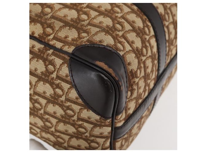 Borsa Christian Dior Trotter in tela marrone e oro Auth 179421 D'oro - vista 10