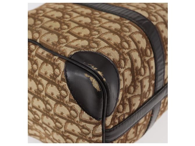 Borsa Christian Dior Trotter in tela marrone e oro Auth 179421 D'oro - vista 12