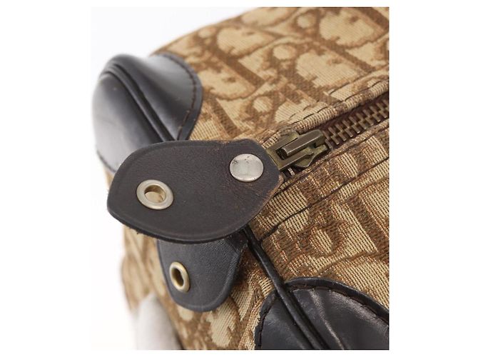 Borsa Christian Dior Trotter in tela marrone e oro Auth 179421 D'oro - vista 14