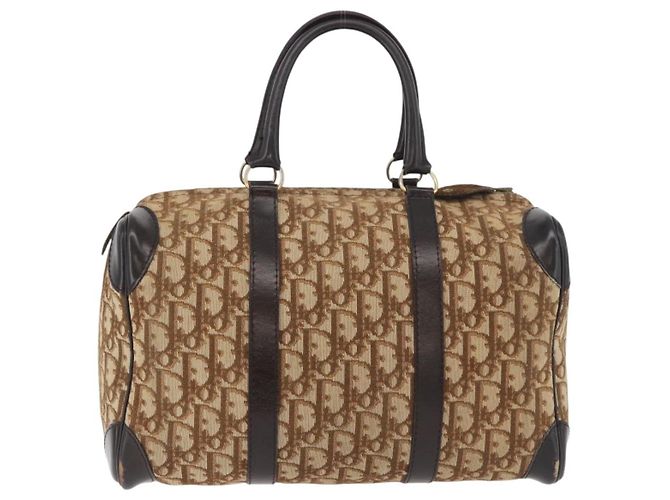 Borsa Christian Dior Trotter in tela marrone e oro Auth 179421 D'oro - vista 3