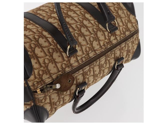 Borsa Christian Dior Trotter in tela marrone e oro Auth 179421 D'oro - vista 6