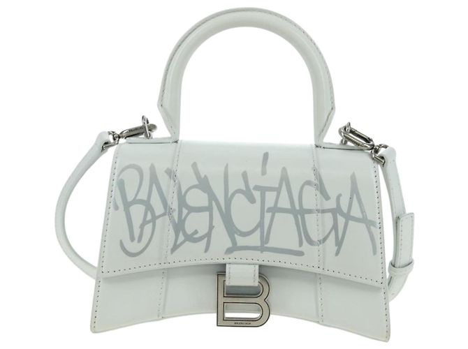Borsa BALENCIAGA Hour Glass in pelle 2 modi Bianco Argento 592833 Auth bs34969M - vista 2