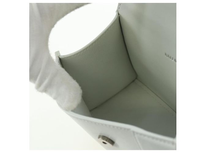Borsa BALENCIAGA Hour Glass in pelle 2 modi Bianco Argento 592833 Auth bs34969M - vista 23