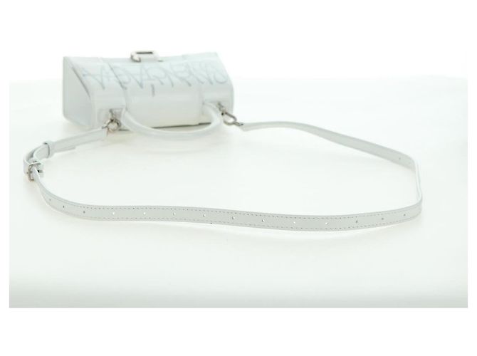 Borsa BALENCIAGA Hour Glass in pelle 2 modi Bianco Argento 592833 Auth bs34969M - vista 9