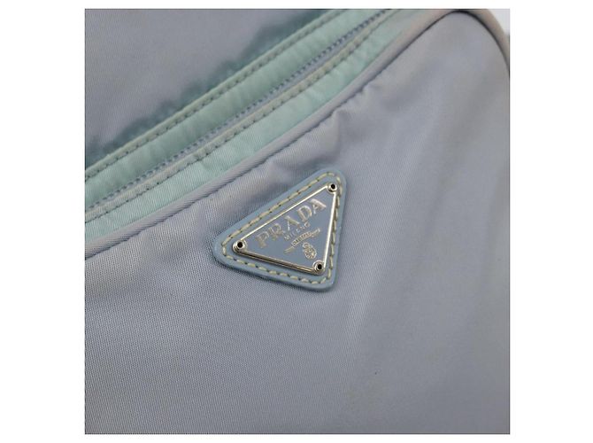 Bolso de Hombro PRADA Nylon Azul Claro Plata Auth hk3738 - vista 14