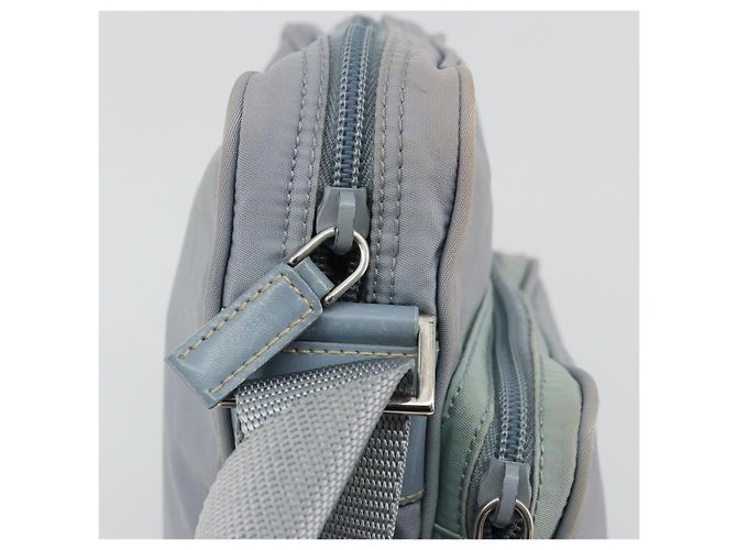 Bolso de Hombro PRADA Nylon Azul Claro Plata Auth hk3738 - vista 15