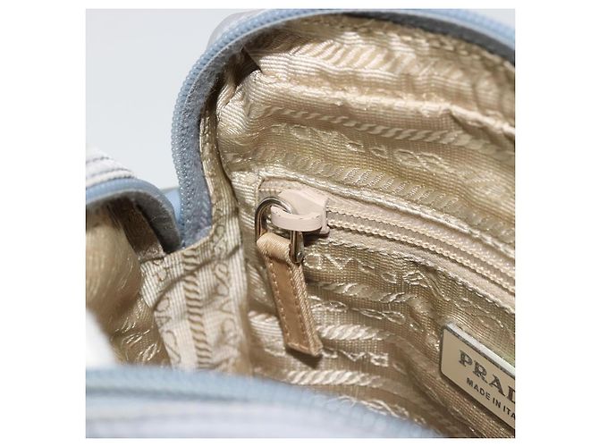 Bolso de Hombro PRADA Nylon Azul Claro Plata Auth hk3738 - vista 20