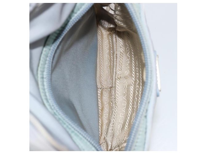 Bolso de Hombro PRADA Nylon Azul Claro Plata Auth hk3738 - vista 23