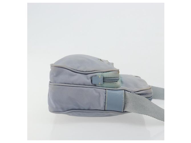 Bolso de Hombro PRADA Nylon Azul Claro Plata Auth hk3738 - vista 4
