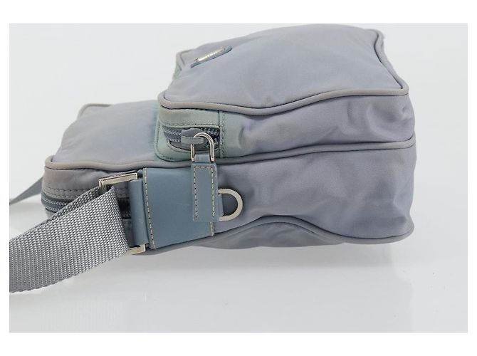 Bolso de Hombro PRADA Nylon Azul Claro Plata Auth hk3738 - vista 5