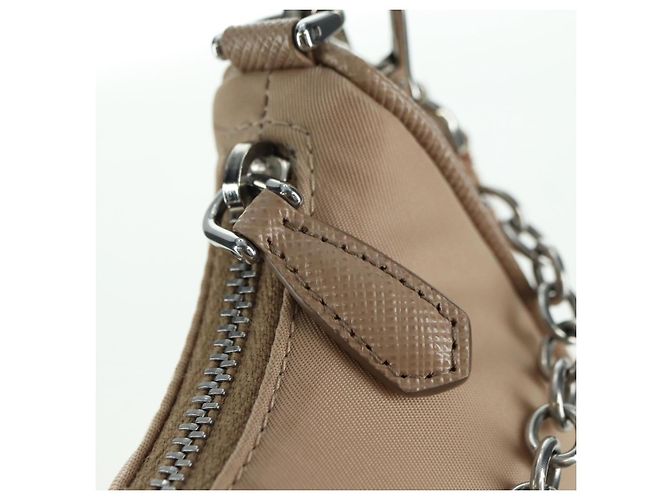 Borsa a Spalla PRADA Nylon 2way Beige Silver Auth 179223M Argento - vista 19