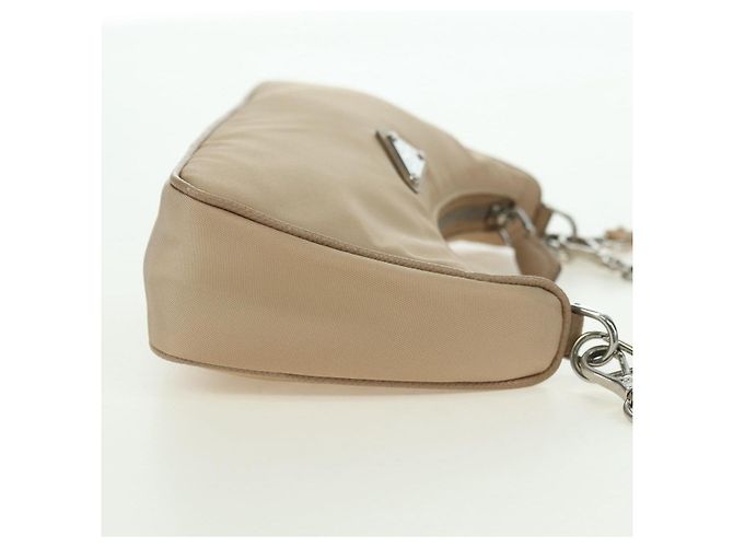 Borsa a Spalla PRADA Nylon 2way Beige Silver Auth 179223M Argento - vista 5