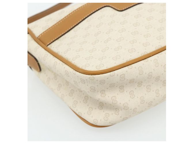 Borsa a Spalla GUCCI Micro GG Supreme PVC Bianco Oro 001 14 0412 Auth 180108 D'oro - vista 11