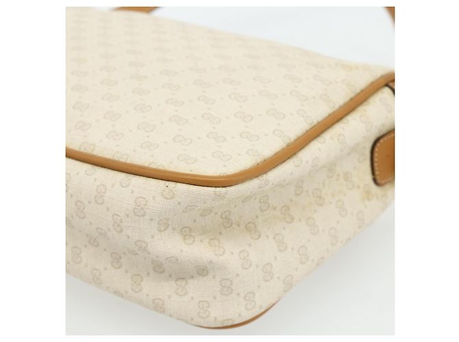 Borsa a Spalla GUCCI Micro GG Supreme PVC Bianco Oro 001 14 0412 Auth 180108 D'oro - vista 12
